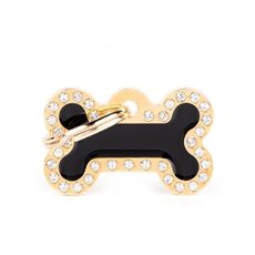 Chapa-para-personalizar-con-el-nombre-de-tu-perro-de-Salvaterra-de-Magos-Chapa-en-forma-de-hueso-de-color-negro-y-dorado-Salvaterra-de-Magos.