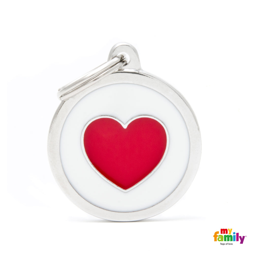 Chapa MyFamily Charms Circulo Blanco Corazon
