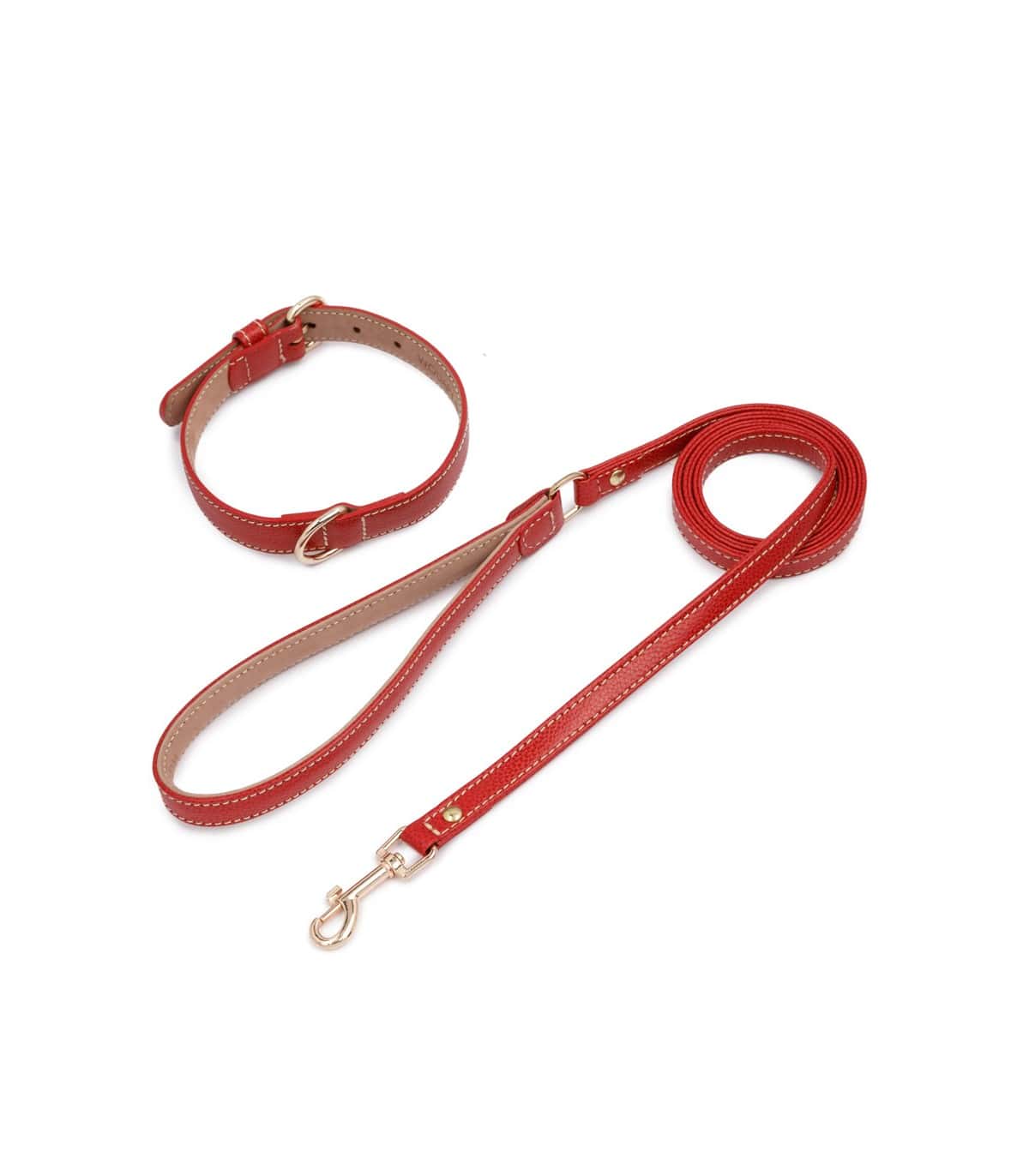 Conjunto de Collar y Correa Prague Wouapy Rojo