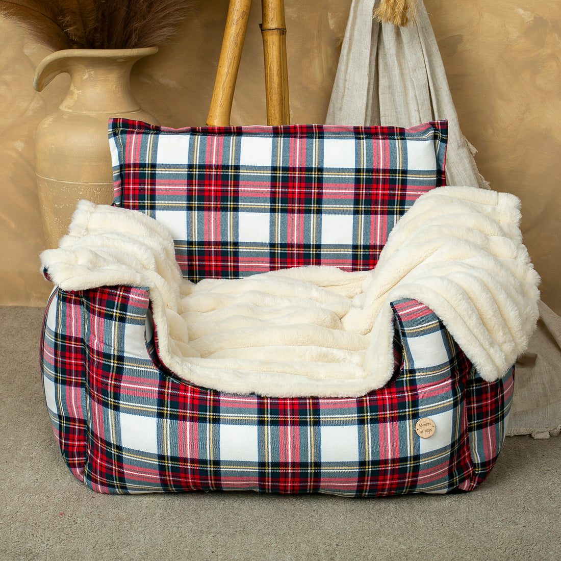 asiento coche homologado perro escoces blanco