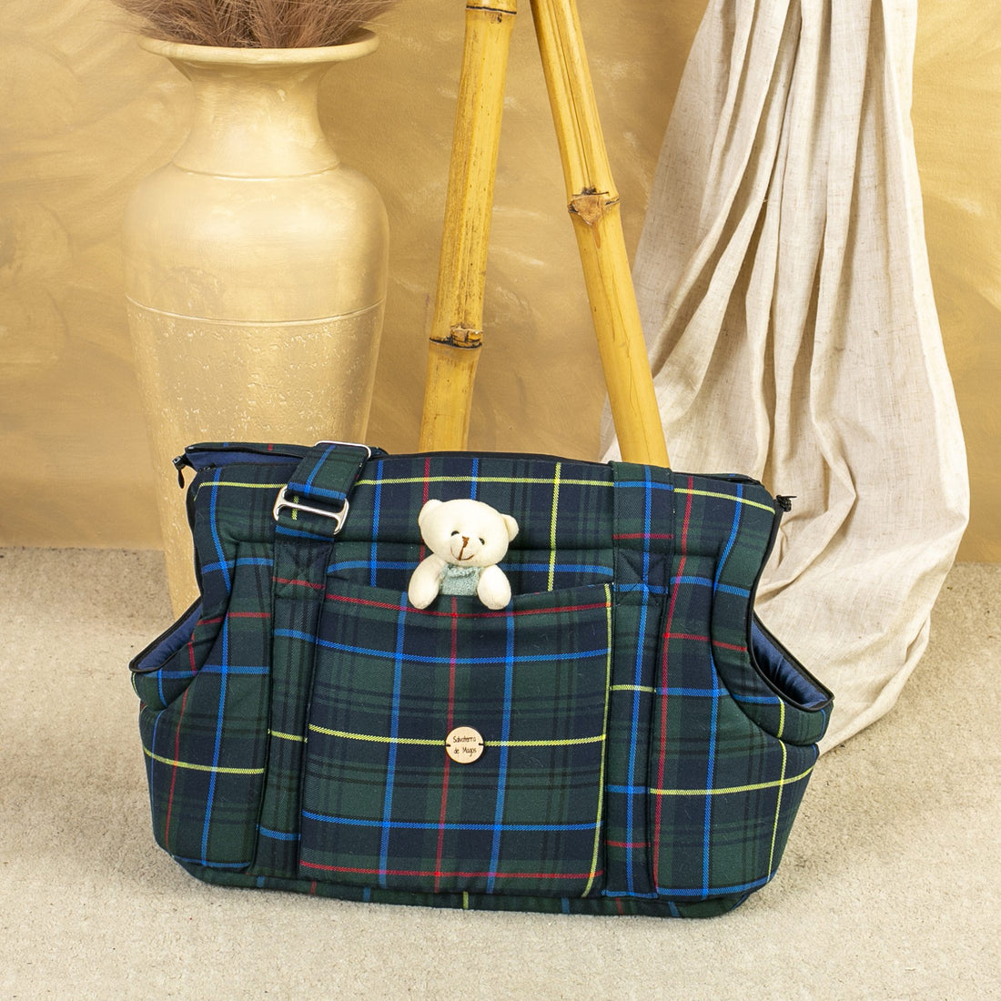2-in-1 Blue Plaid Bag from Salvaterra de Magos