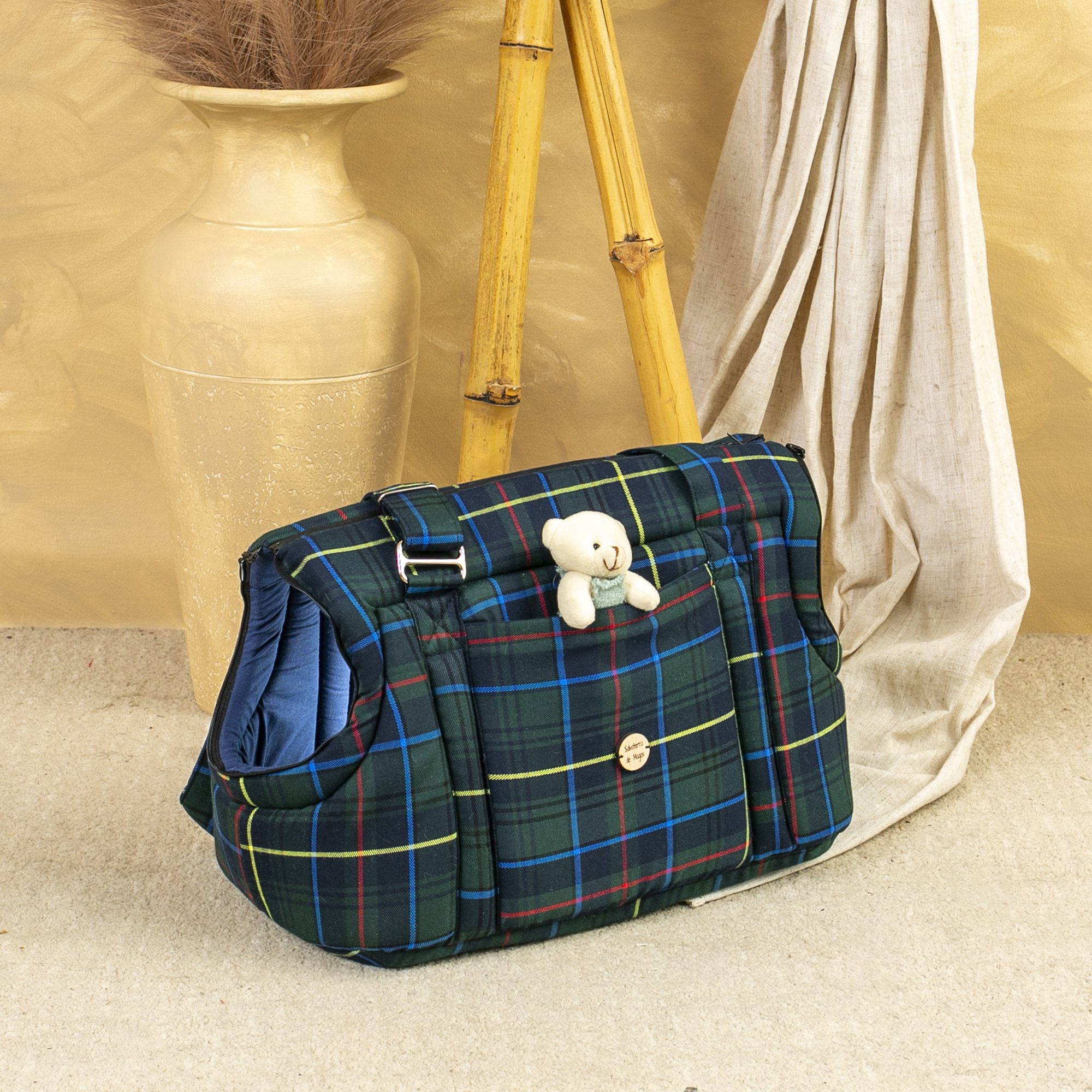 2-in-1 Blue Plaid Bag from Salvaterra de Magos