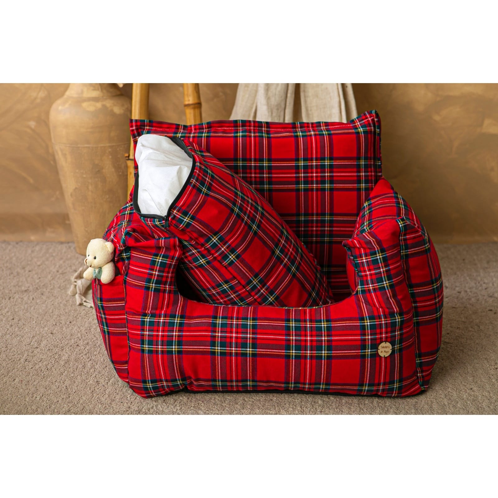 Asiento Perro Coche Salvaterra Escoces Rojo Homologado
